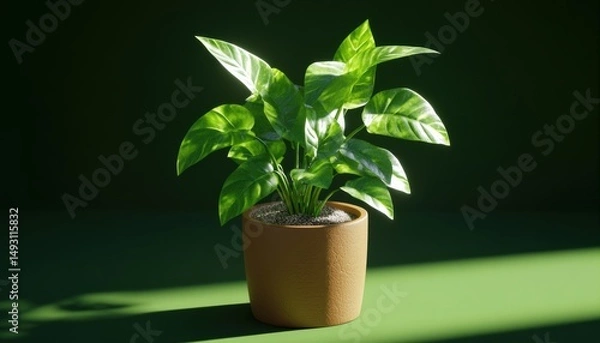 Obraz Isometric houseplant icon in soft lighting indoor setting digital artwork modern aesthetic minimalist design