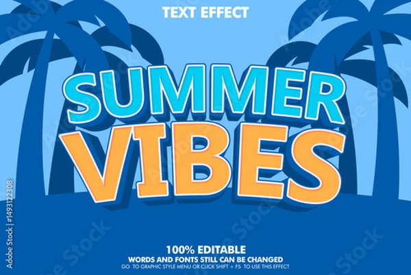 Fototapeta summer vibes editable text effect