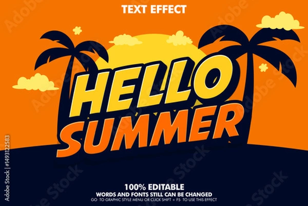 Fototapeta summer vibes editable text effect