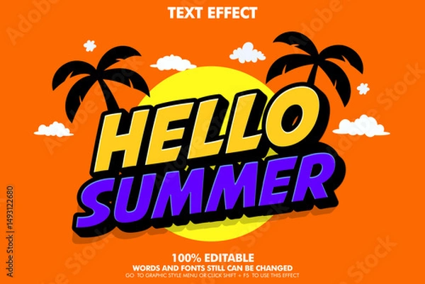 Fototapeta summer vibes editable text effect