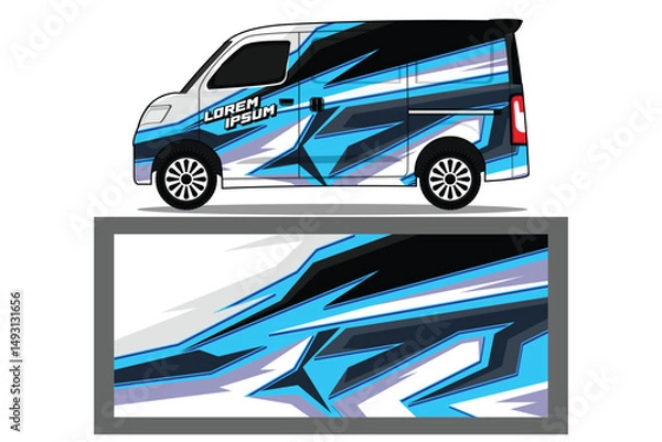 Obraz Car van Wrap design for company, decal, wrap, and sticker. abstract stripe background kit designs for van wrap vehicle EPS 10