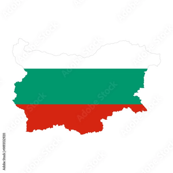 Fototapeta Bulgaria map icon. Map of Bulgaria with flag on White Background. Vector illustration