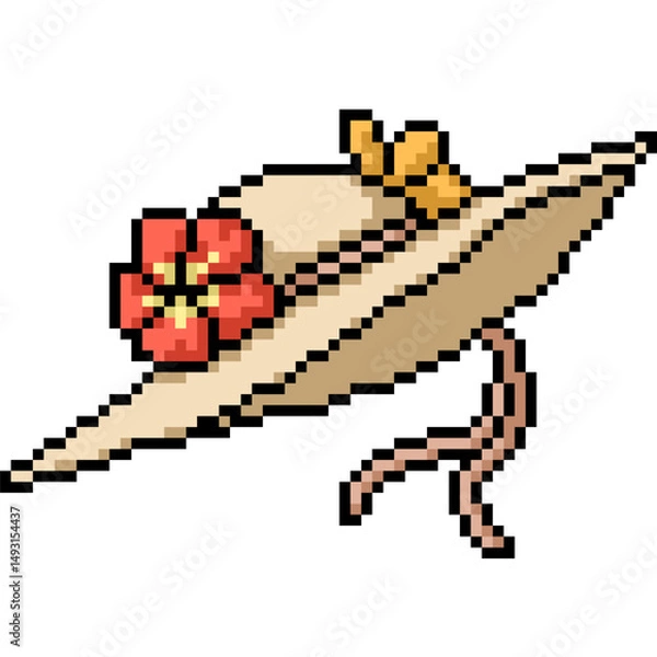 Obraz pixel art of beach flower straw hat