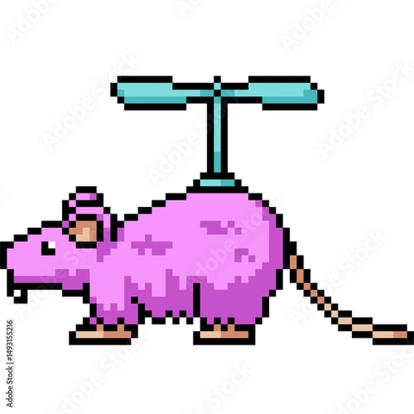 Obraz pixel art of mouse fly with propeller