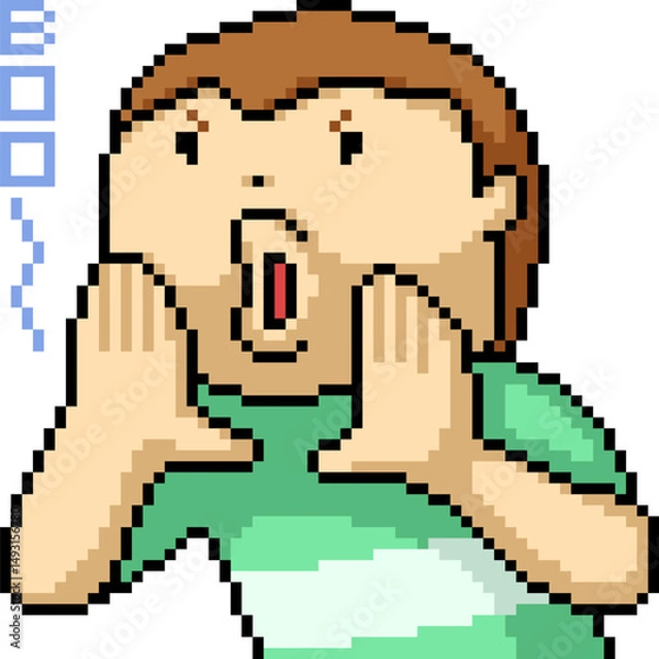 Obraz pixel art of man yell boo disrespect