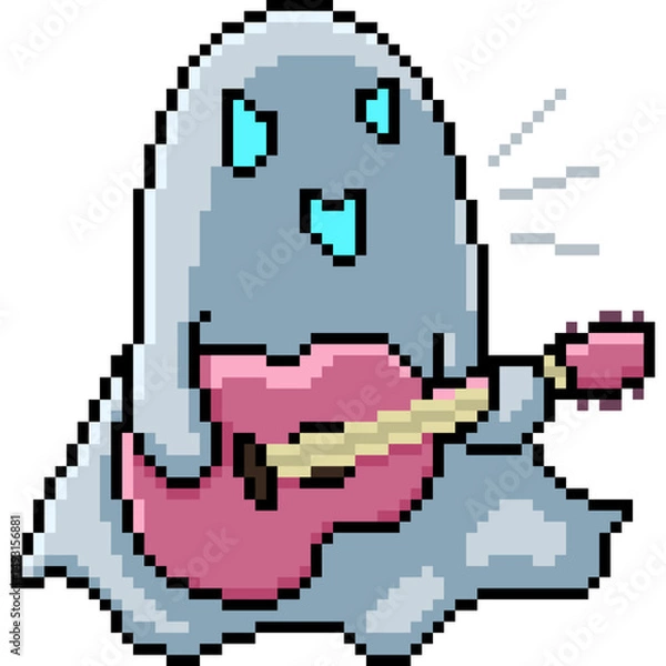 Obraz pixel art of ghost playing rock band
