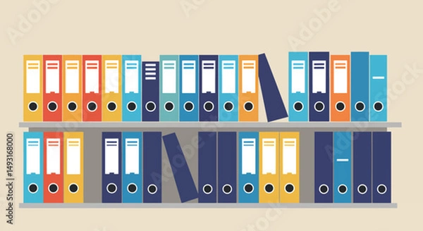 Obraz Colorful File Folders On Shelves