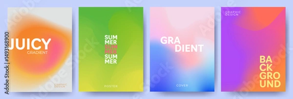 Obraz Creative covers or posters concept in modern minimal style for corporate identity, branding, social media advertising, promo. Minimalist cover design template with dynamic fluid gradient