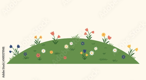 Obraz Pixel Art Hill With Colorful Flowers