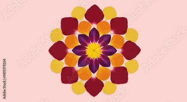 Obraz Colorful Floral Mandala Design With Flower Petals