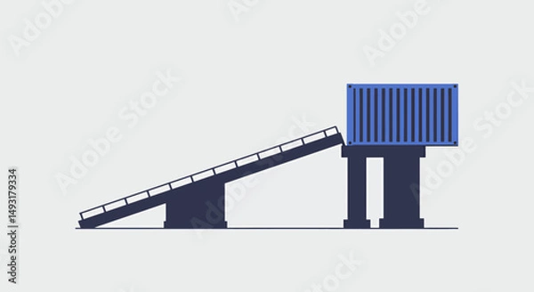 Obraz Pixel Art Ramp Loading Container Architecture Illustration