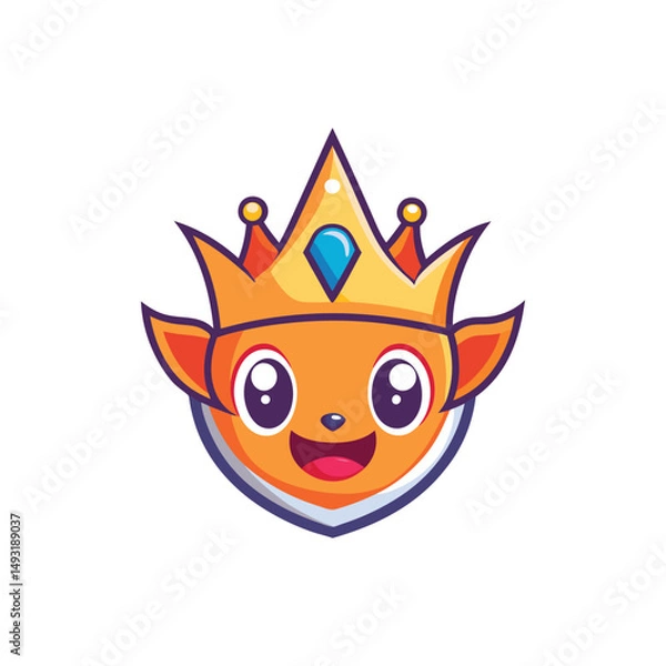 Fototapeta Flat and Minimal Crown icon vector illustration isolated on white background