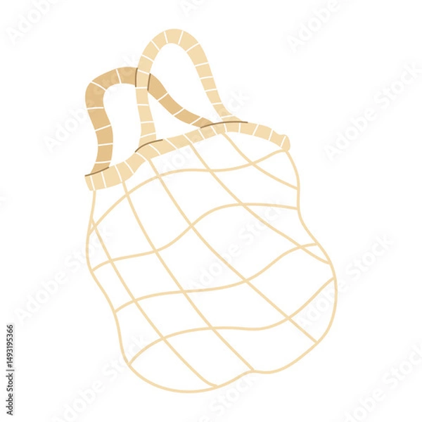 Fototapeta A simple illustration of a reusable eco shopping net bag. Zero wast concept.