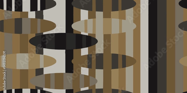 Fototapeta Vertical stripes with ellipses. Seamless texture of geometric shapes. Vector illustration