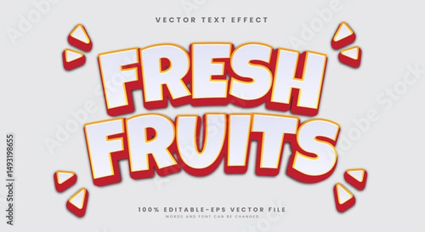 Fototapeta Fresh fruits white orange Style 3d editable text effect Template