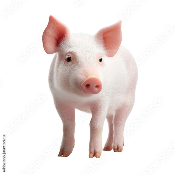 Fototapeta A cute piglet, an adorable pig looking directly at the camera