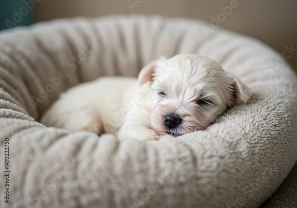 Fototapeta Sweet Puppy Dreaming: A Soft, Serene Pet Portrait