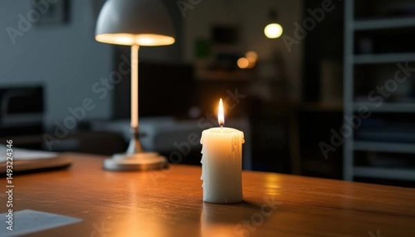 Obraz Candlelight contrast an intimate evening scene with electric lamps modern home still life cozy atmosphere warm glow