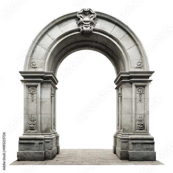 Fototapeta An elegant stone archway, showcasing architectural detail. This photograph captures the grandeur of the structure