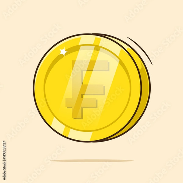 Fototapeta Flat graphic design of Swiss franc gold golden coin cartoon illustration vector isolated suitable used for digital coin, business or finance