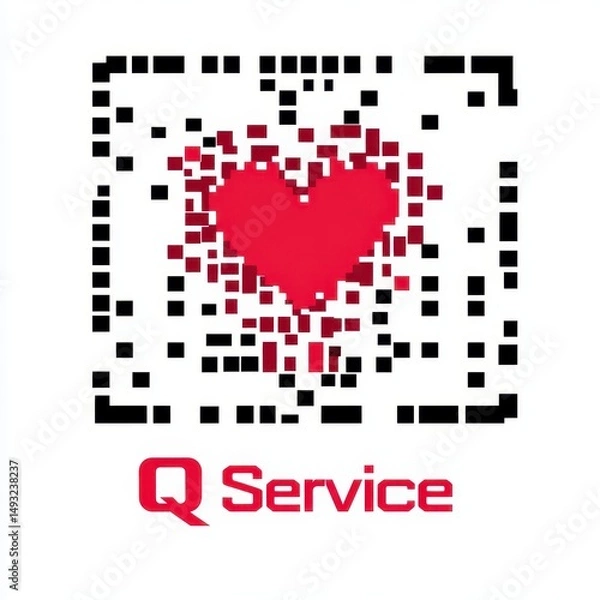 Fototapeta Pixelated Red Heart in Black Frame on White Background