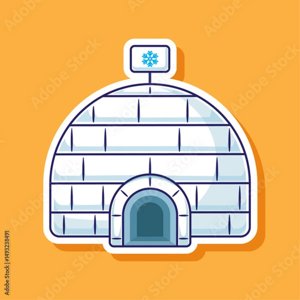 Fototapeta Beautiful igloo icehouse illustration cartoon vector isolated with flat style concept design