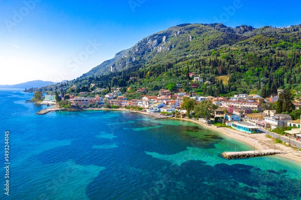 Obraz Famous village of Benitses in Corfu island, Greece