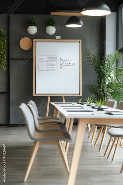 Fototapeta modern seminar with digital whiteboard and visual aids