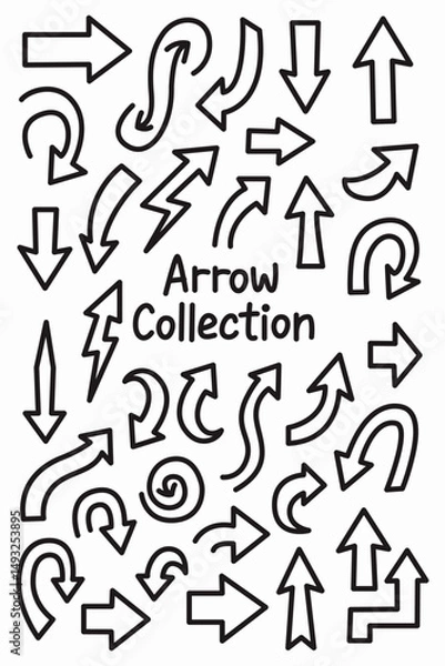 Fototapeta Hand drawn arrow vector set collection
