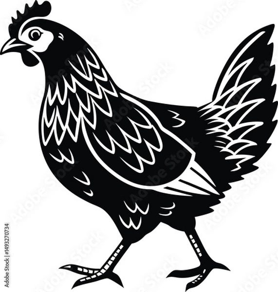 Fototapeta Chicken vector illustration silhouette image