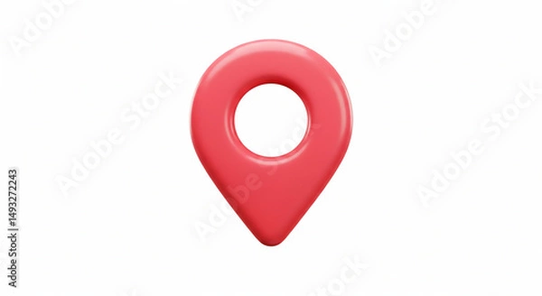 Obraz Glossy red location marker on white