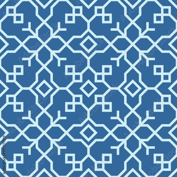 Fototapeta Vector geometric ornament in ethnic style. Abstract seamless pattern with EPS 10. Simple modern background texture. Repeat geo design