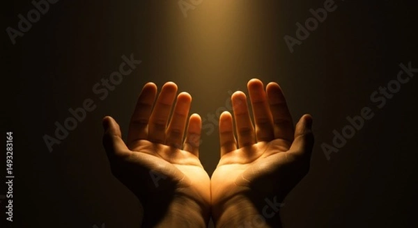 Fototapeta praying hands in light