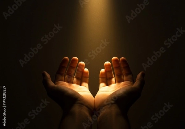 Fototapeta praying hands in dark