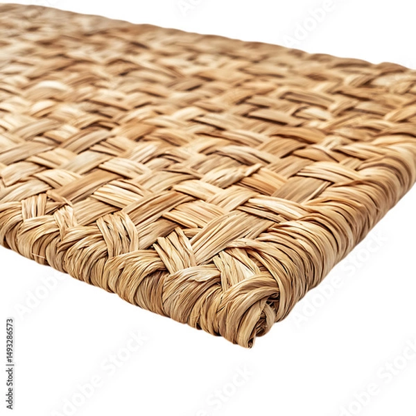 Fototapeta Minimalist Woven Straw Beach Mat with a Sleek Design Isolated on Transparent Background