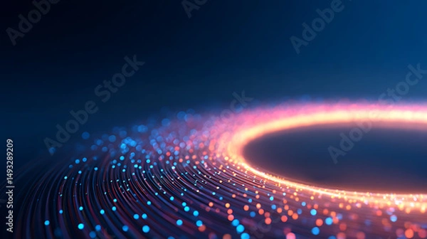 Fototapeta An abstract glowing light pattern against a dark backdrop, concept of futuristic technology. Generative AI 39052201 2