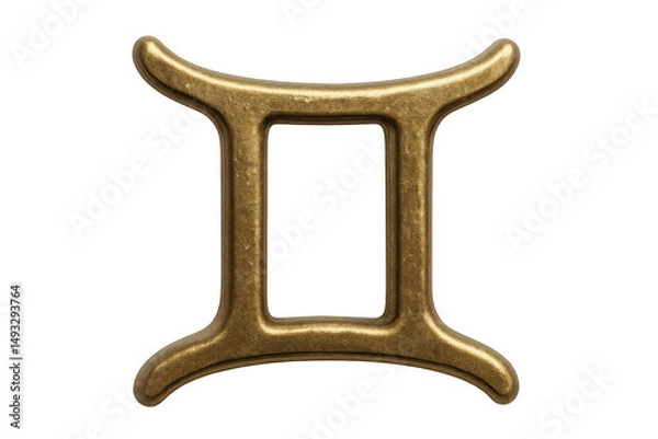 Fototapeta Glowing golden gemini zodiac symbol highlighting astrological duality, floating against transparent backdrop for horoscope design concepts