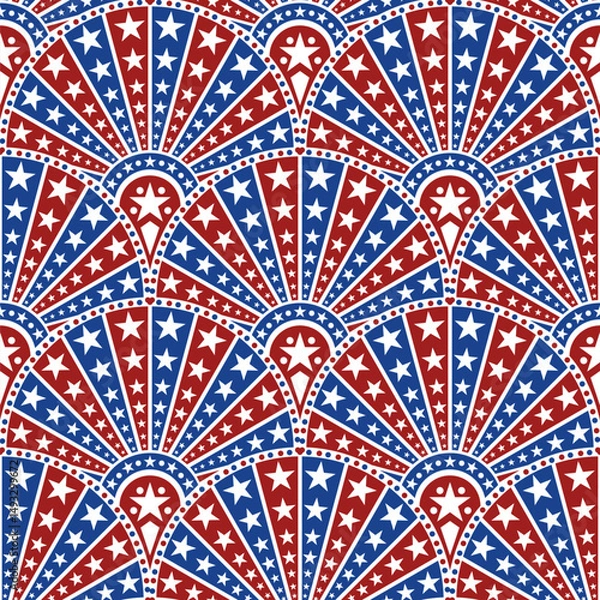 Obraz American patriotic sunburst style seamless pattern
