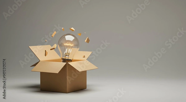 Fototapeta light bulb,  idea,  innovation, Bright Idea in a Box