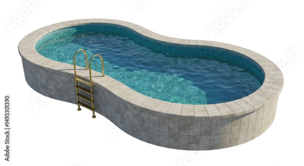 Obraz Isolated Kidney-Shaped Swimming Pool with Ladder