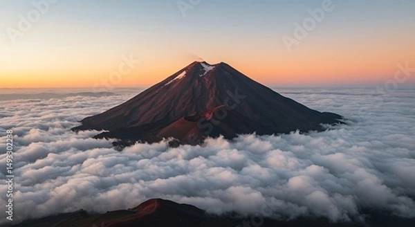 Obraz Volcano above Clouds at Sunset