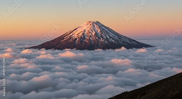 Obraz Snowy Mountain Peak Above Clouds