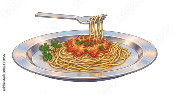 Obraz Isolated Plate of Spaghetti with Tomato Sauce