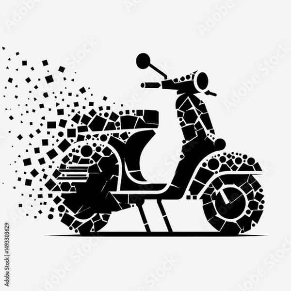 Obraz vintage scooter silhouette vector in polygon art in black color