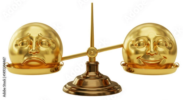 Obraz Isolated Golden Scales with Happy Sad Faces