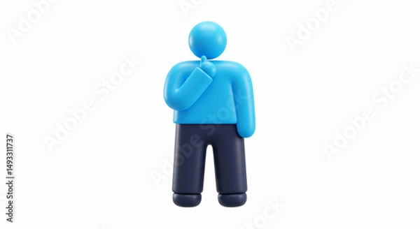 Obraz Stylized figure thoughtfully holds up finger