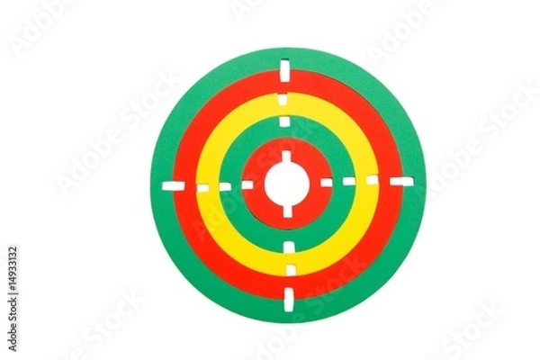 Fototapeta Colorful toy target made of rubber rings isolated