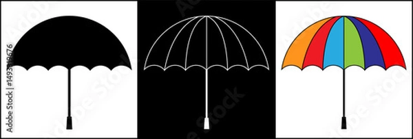 Fototapeta Celestial Umbrella icon.  Insurance Line Vector Icon for websites, mobile interfaces, presentations, banner, visual branding etc. Vector illustration. isolated on white and black background. EPS 10 11