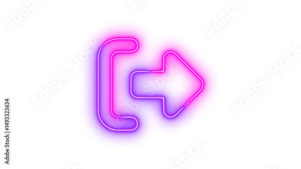 Fototapeta Neon right from-bracket icon glowing with transparent background