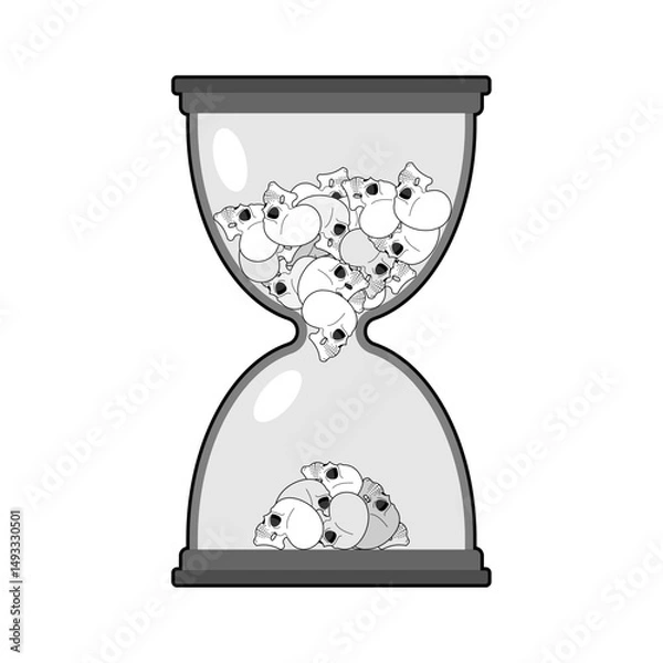 Obraz Hourglass with skulls. Glass hourglass and skull. Concept - time is death.